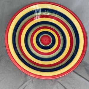 Swirl Hand Painted 12” Colorful Striped Ceramic Bowl